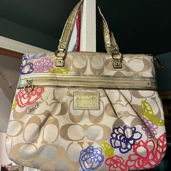 Coach Poppy Daisy Signature Applique Glam Tote -REHAB PIECE - Picture 5 of 11